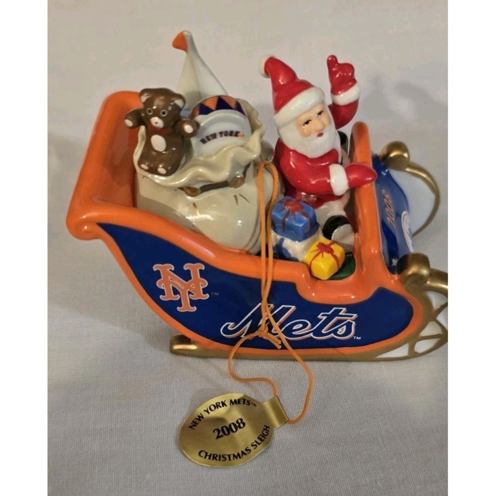 NEW YORK METS DANBURY MINT 2008 CHRISTMAS ORNAMENT - CHRISTMAS SLEIGH‎